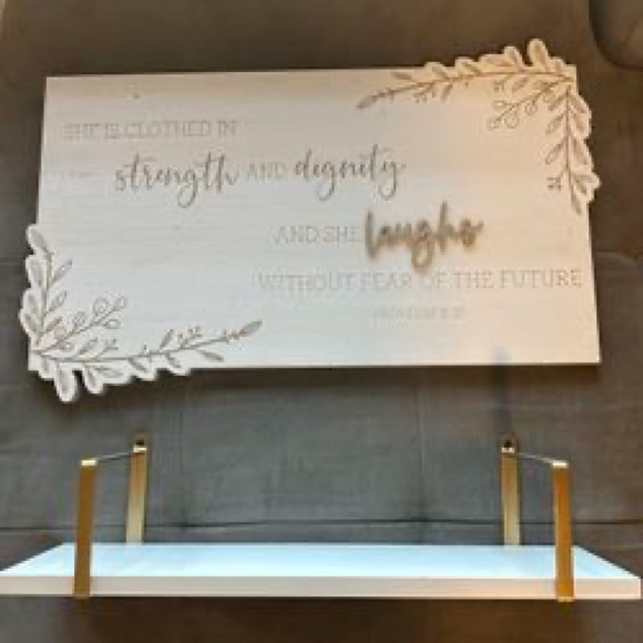 New Proverbs 31:25 Wood Wall Hanging Decor - Picture 4 of 4